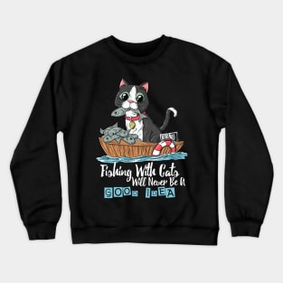 Copy of Cute Funny Cat Eat Fish Fishing Gift Crewneck Sweatshirt